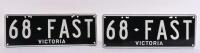 NUMBER PLATES: Two '68-FAST' Victorian personalised plates, sold with rights to display