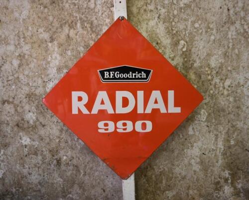 BF GOODRICH: An original "Radial 990" tin sign 46cm square.