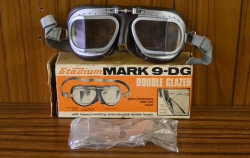 GOOGLES: A pair of original boxed "Stadium Mark 9-DG" double glazed aviation goggles, appear unwarn, with spare lenses, boxed.