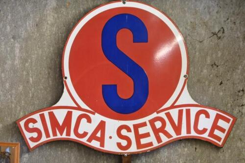 SIMCA: A original early Simca Service enamel sign, 61cm high x 89cm wide.