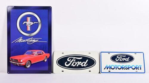 MUSTANG: Three commemorative modern tin signs