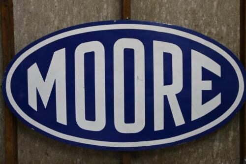 MOORE: A large original heavy metal Malcolm Moore Ltd&nbsp;Melbourne oval enamel sign,&nbsp;61cm high x 122cm wide