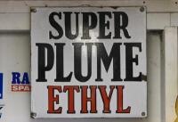 PLUME: An original Super Plume Ethyl enamel sign, 29cm high x 30cm wide