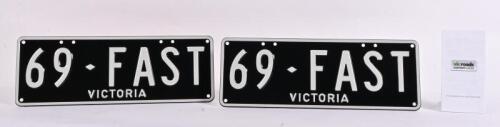 NUMBER PLATES: Two '69-FAST' Victorian personalised plates, sold with rights to display