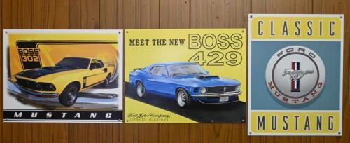 MUSTANG: Three commemorative modern tin signs