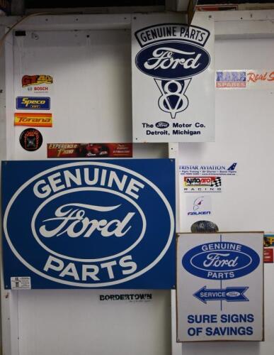 FORD: Three reproduction Ford parts sign, one embossed, largest 45cm high x 60cm wide
