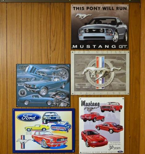 MUSTANG: Five commemorative modern tin signs