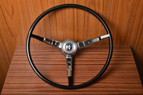 STEERING WHEEL: A 1960s three spoke steering wheel, 40cm diameter