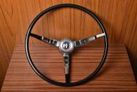 STEERING WHEEL: A 1960s three spoke steering wheel, 40cm diameter