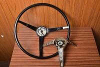 STEERING WHEEL: A 1960s three spoke steering wheel, 40cm diameter - 2