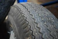 Four Mustang wheels, hubcaps and tyres, 3 fitted with Firestone Cavallino Sport 200 radial (185 SR 14 )and the other with a Goodyear - 6