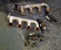 MUSTANG: A collection of Ford V8 engine parts including a manifold, two heads, two manifolds and two engine mounts - 4