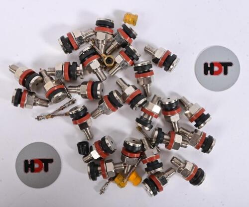 HDT: Two unused HDT medallions plus collection of likely unused tubeless tyre valve, possibly for HDT Commodore