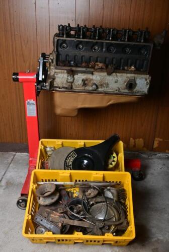 HOLDEN: A 6-cylinder dismantled Holden engine, cast into block "F159", with manifold and 2 crates of miscellaneous parts, believed to be Holden