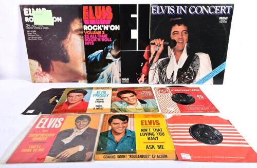 ELVIS PRESLEY: Eleven records including four LPs and seven 45 RPM records, some period original