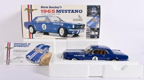 FORD: A limited edition (4000) 1:18 scale Classic Carlectables 1965 Mustang as raced by Norm Beechey, in double fitted box, hand signed on roof by Beechey