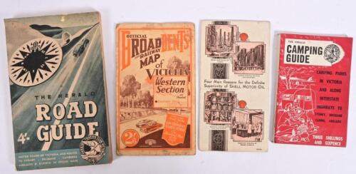 GUIDES/MAPS: Four maps and guides including 'Melbourne-Sydney - The All-Shell Route', Route Map No.1, 'THE HERALD ROAD GUIDE' details motor roads of Victoria and Routes to Sydney, Brisbane, Canberra, Adelaide and Darwin by Herald Touring Club, Victoria, '