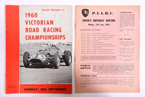 PHILLIP ISLAND: Two Phillip Island Official Programmes including 'DECEMBER MEETING', Sunday, 13th December, 1959, 24 pages, with 'QUEEN'S BIRTHDAY MEETING', Monday, 13th June 1960, 28 pages