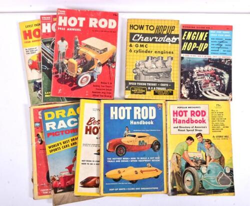 HOT RODS: A group of Hot Rod related publications including 'HOT ROD' Annuals by Trend Books, ranging in years from 1955 - 1958, with various other Hot Rod Handbooks, together with 'HOW TO HOP UP Chevrolet & GMC 6 cylinder engines' booklet by Floyd Clymer