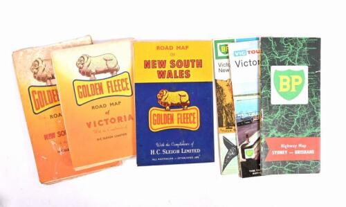 BP/GOLDEN FLEECE: A group of B.P and Golden Fleece Road Maps, predominantly detailing New South Wales, Victoria, one map with paper loss.