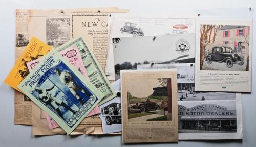 FORD: A collection of Ford and Ford related ephemera including advertisements and black and white photographs