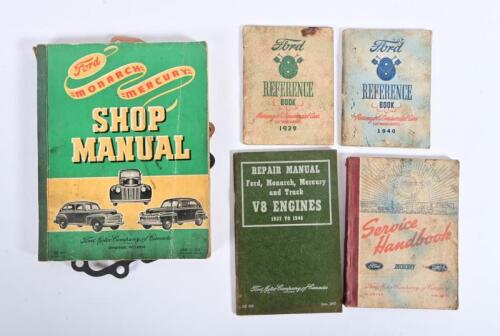 FORD: A group of Ford Service Handbook (Ford. Mercury, Lincoln Zephyr V12), Reference Books, Repair Manual, together with 1947 'Ford MONARCH, MERCURY SHOP MANUAL' as prepared by Ford Motor Company of Canada, multi-sectional, manual with gaskets. Circa 193