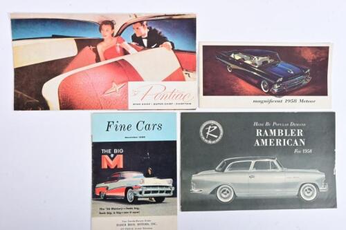 AMERICAN CARS: A group of original 1950's American car sales brochures including Mercury, Pontiac, Rambler, all predominantly colour with sales narrative, model feature descriptions, specifications