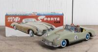 TOY CAR: A 1960s friction powered model tin toy of a sports car, with lithographed interior and wheels, NIB - 2