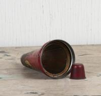 CASTROL: A circa 1950s Castrol Wakefield one imperial quart embossed glass oil bottle with early Super Grade XXL Medium Heavy tin pourer - 3