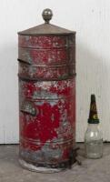 OIL FILTER: A 1920s Perfectum oil filter in two sections with accessories, printed to the front 'Wm Adams, Sydney', in original condition, 87cm high, 37cm diameter (glass bottle not included)
