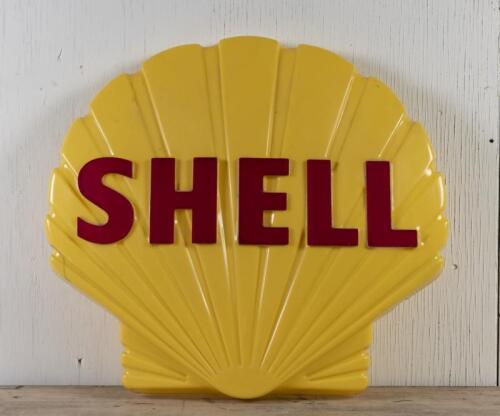 SHELL: A large circa 1960s molded plastic Shell service station lamp cover, 67 x 77cm