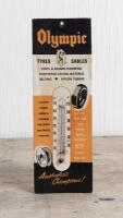 OLYMPIC: A Olympic tyres promotional thermometer mounted on thick cardboard, 24.5 x 8cm