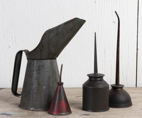 OILERS: A collection of three oilers and an oil pourer, the tallest 7cm high