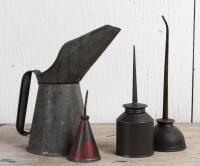 OILERS: A collection of three oilers and an oil pourer, the tallest 7cm high