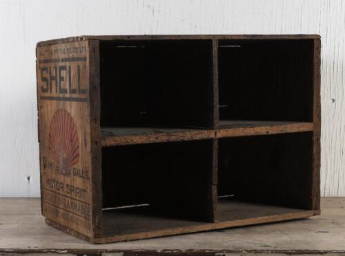 SHELL: A 1930/40s Shell Motor Spirit crate converted to pigeon holes, 37cm high, 53cm wide, 25cm deep
