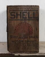 SHELL: A 1930/40s Shell Motor Spirit crate converted to pigeon holes, 37cm high, 53cm wide, 25cm deep - 2