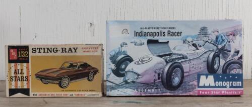 INDIANAPOLIS: A circa 1960s Monogram model kit for an Indianapolis race car, together with a Sting-Ray box