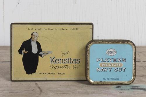 TOBACCIANA: Two vintage tobacco tins, Player's and Kensitas