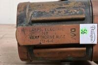 KEMPTHORNE: A Kempthorn electric bicycle light, made for military use, stamped 
1944 D^D, 11cm high - 4