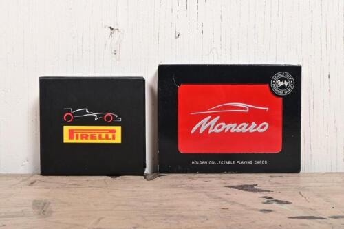 MONARO/PIRELLI: A boxed deck of Holden Monaro playing cards, together a boxed set of two promotional Pirelli tyres keyrings