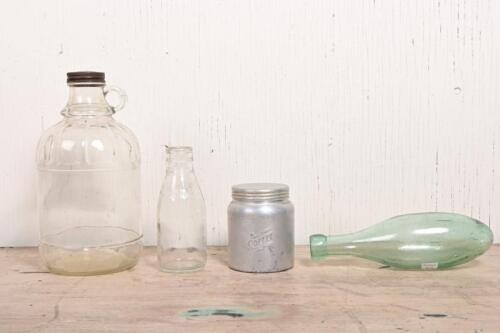 KITCHENALIA: A collection of vintage kitchen items, including a vintage aluminium canister
