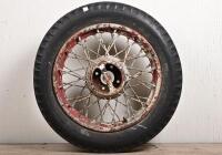 GOODYEAR: A double laced wire wheel with Goodyear trye, 65cm diameter