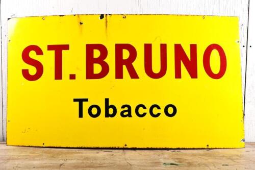 TOBACCO: A large original pre 1960 St Bruno Tobacco enamel sign, 62cm high, 113cm wide