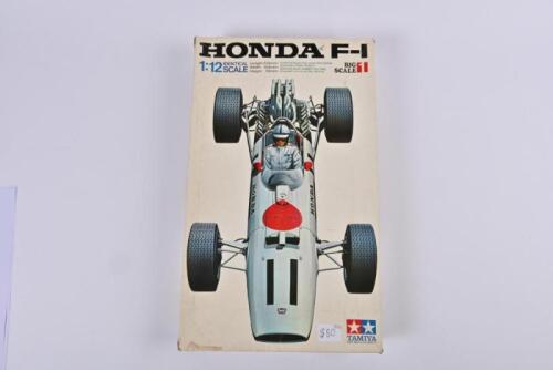 HONDA: A Tamiya 1:12 scale Honda F-1 plastic model kit (KIT NO.BS1201), Big Scale Series 1, boxed; refer photographs for completeness and condition (some parts detached).