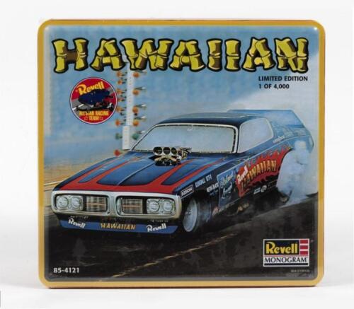 MODEL KIT : A NOS 1:25 scale Revell "Hawaiian" Funny car, 20 cm length, total of 108 parts, including a pictorial instruction sheet in English; with original sealed Collector Tin.