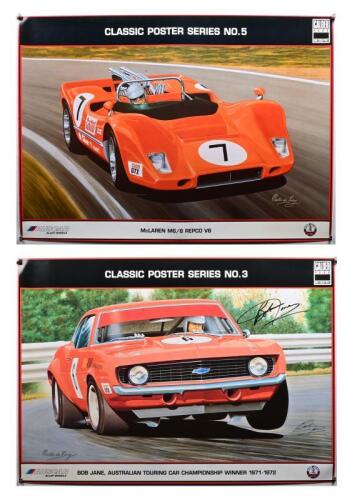 BOB JANE: Two posters featuring Bob Jane with artwork by Martin de Lang, 49.5 x 69.5cm