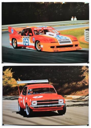 BOB JANE: Two posters featuring Bob Jane with artwork by Martin de Lang, 48 x 69cm