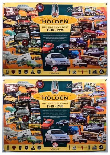 HOLDEN: Two posters 'The Holden Story' commemorating the 50th anniversary (1948-1998), 69.5 x 100cm