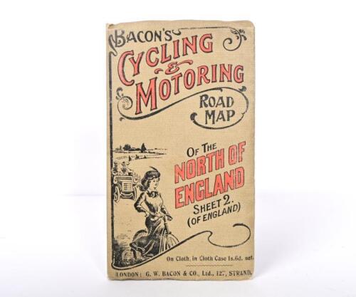 ROAD MAP: A original Bacon's Cycling and Motoring road map of the north of England