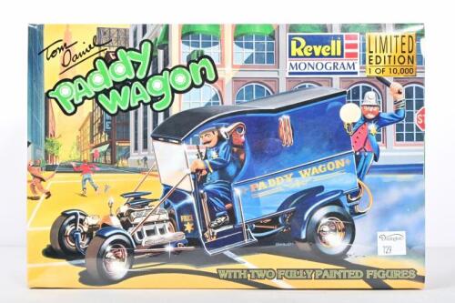 MODEL KIT: A NOS 1:24 scale Revell Paddy Wagon sealed model kit, 18cm length, body molded in blue, total of 90 parts, including fully painted, sculpted figures of officers Forgety and O'Reilly, high power Cobra engine with dual scoopo ram air injection sy